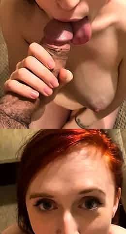 Very yummy amateur redhead blowjob