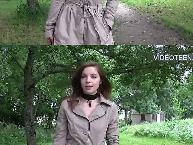 cute 18 year Sandy shows sexy pantyhose during her porn casting