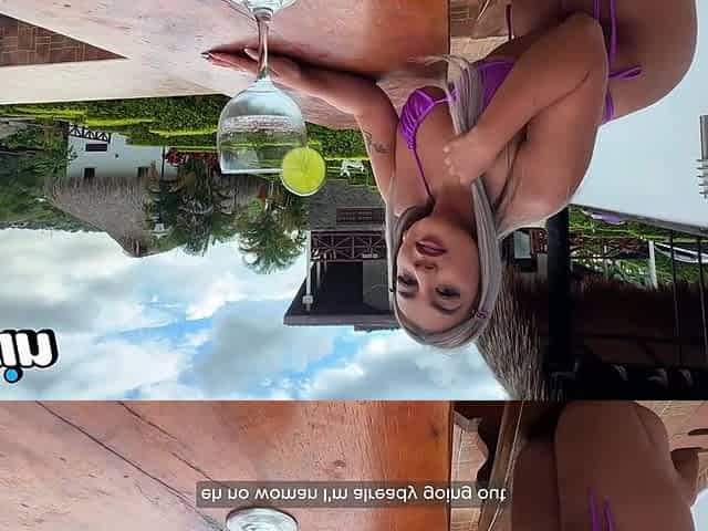Boss screws golden-haired Colombian small with large bazookas in the pool of a resort - Naty Delgado