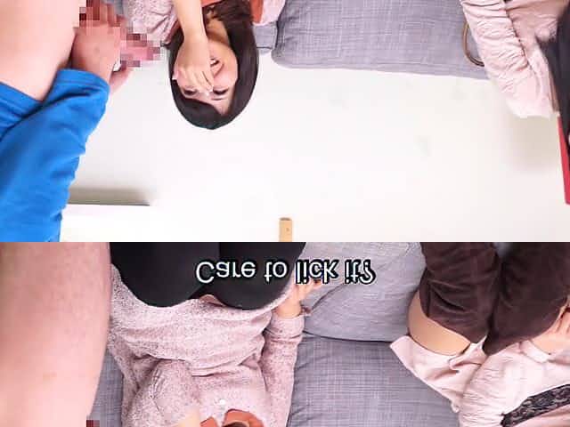 Subtitled CFNM Japanese friend watches surprise blowjob