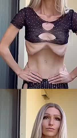 Sexy Skinny Fit Blonde Girl Dances, Stretches, and Does Nauli Yoga Pose Abs Ribs Belly