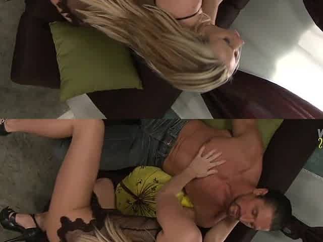Pretty mother I'd like to fuck with large melons makes a penis vanish in her pussy