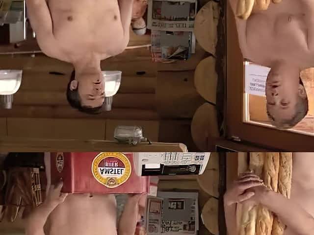 Nice scene from nudist movie with a soccer game