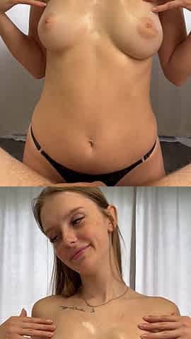 Guy Fucks His Girlfriend's Tits and Cums on Them