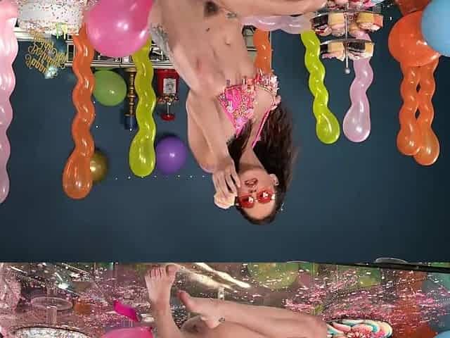 Food Play Cake Sitting and Vibrator Masturbation with Big