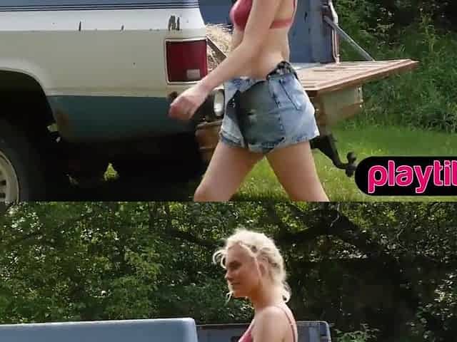 Large butt luscious blond cougar flaunts her soaked round titties in public
