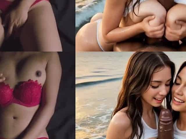Triple BJ BBC at beach party