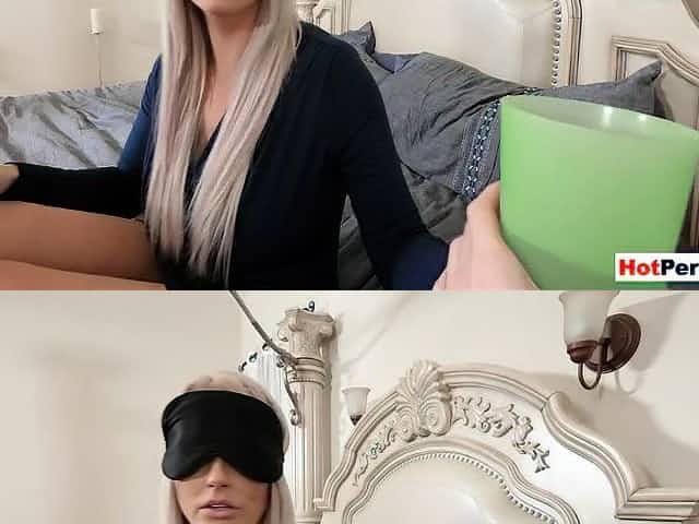 Stepson takes advantage on his blindfolded stepmother