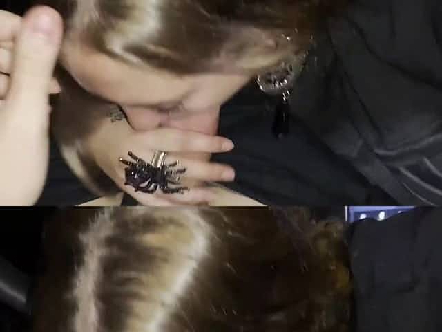 Car self driving at night with naughty babe who sucks like nobody else before