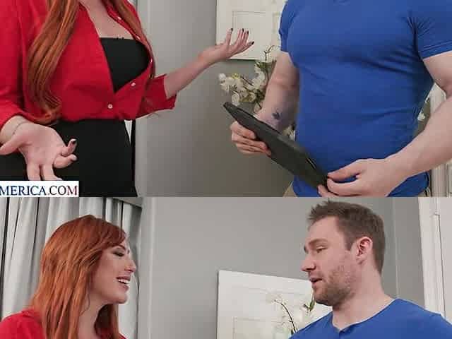 Busty red head Lauren Phillips seduces son's friend