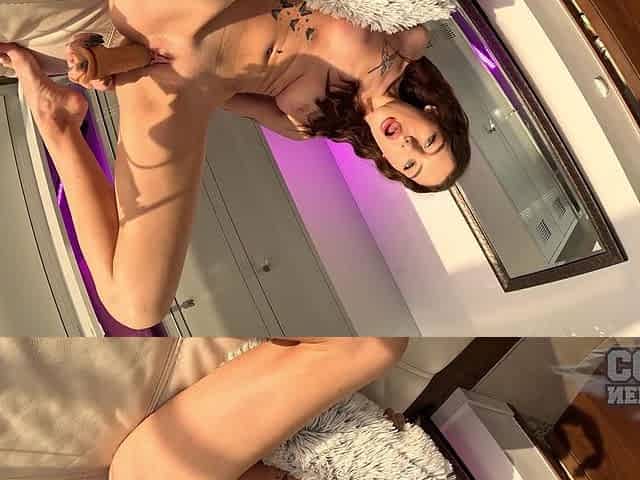 Hot Tattooed Spinner Dora Gets Herself Off Hard Masturbating With Dildo In Locker Room