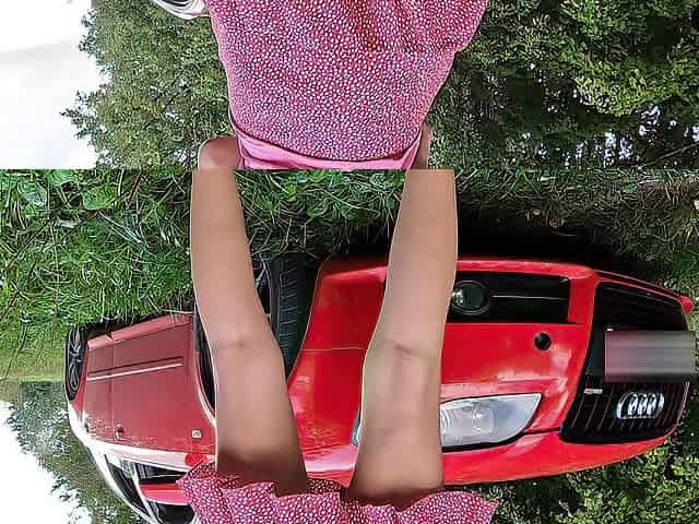 Euro blond butt screwed on a car hood close up