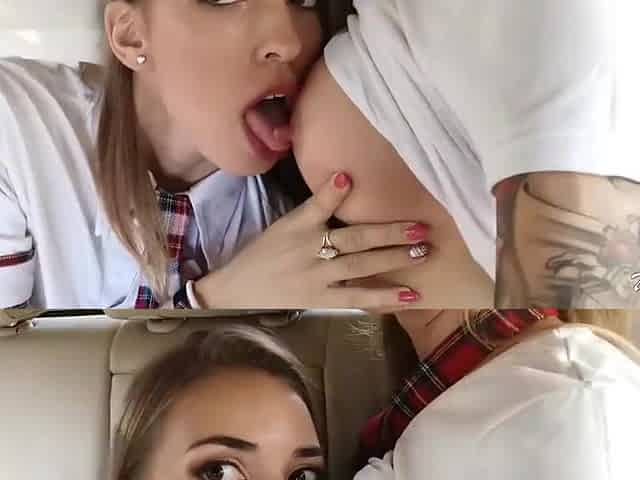 Two Naughty Schoolgirls Having Fun In Uber With Wet Kelly