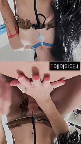 Pocahontas squirts on me after riding the sex doll POV