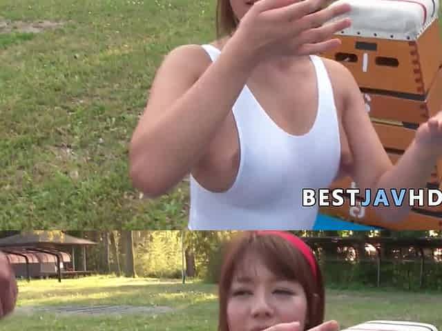 Dirty Japanese gang tears up Sara Saijo in outdoor porn fest.