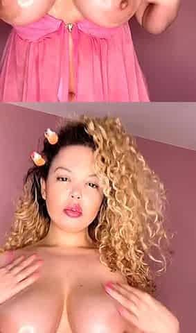 Cute blonde with big boobs solo