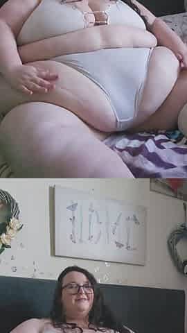 SSBBW Belly Play in Tight White Thong