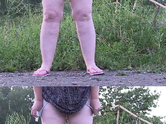 Pissing by the Road Aged big beautiful woman mother I'd like to fuck with Curly Twat