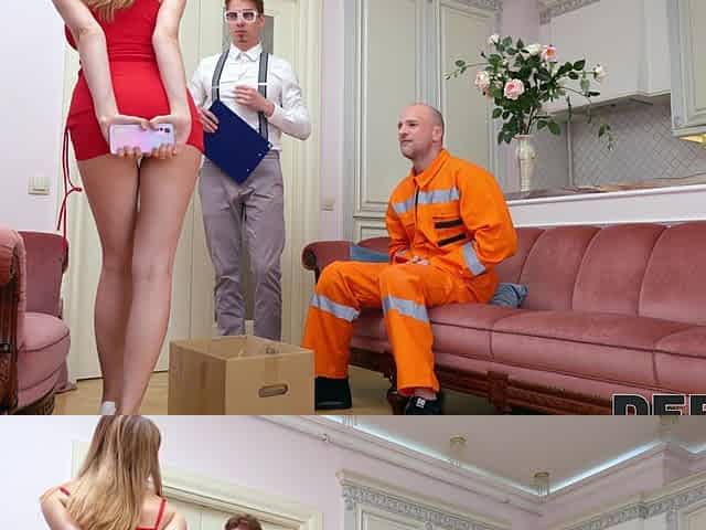Blonde beauty Polly Yangs gets fucked by Andrew Marshall and Arty Cheys
