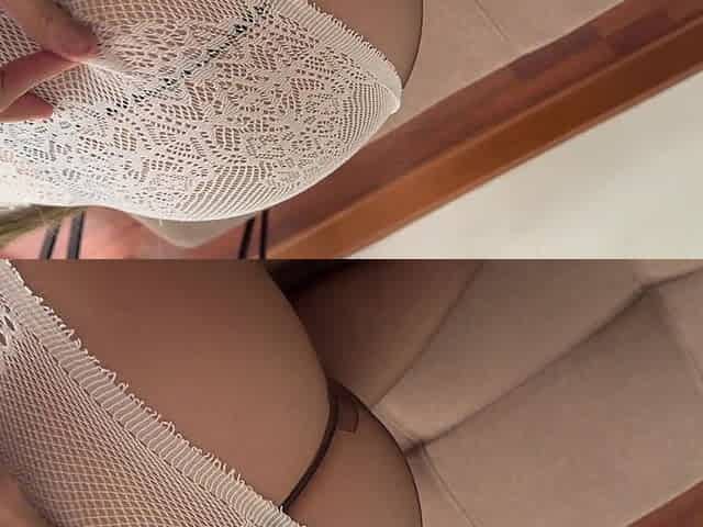 Dark Pantyhose and White Lingerie, an Excellent Mix.