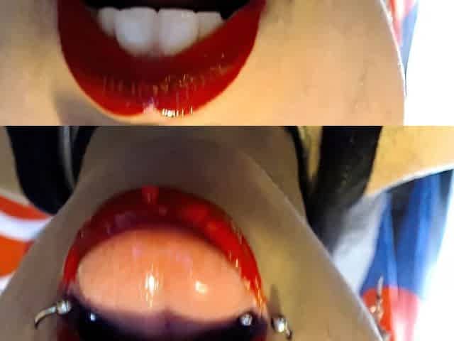 Miss Alice the Goth - Red Lipstick Drooling and Spit