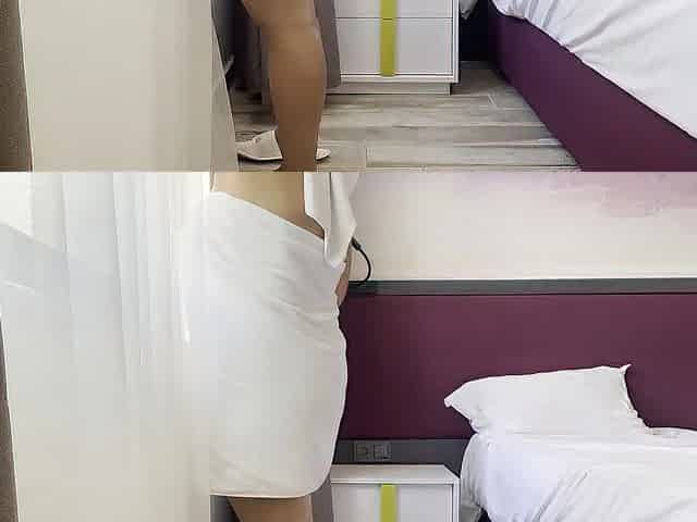 Risky masturbation in a hotel room