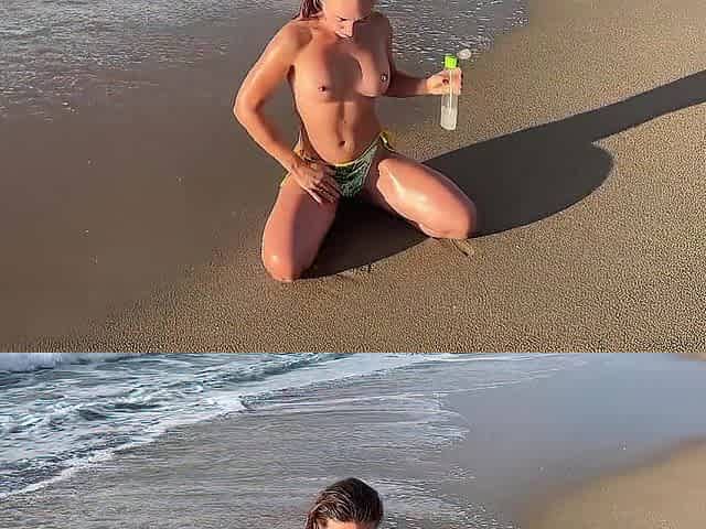 Stripped gal showing off her ideal body on public