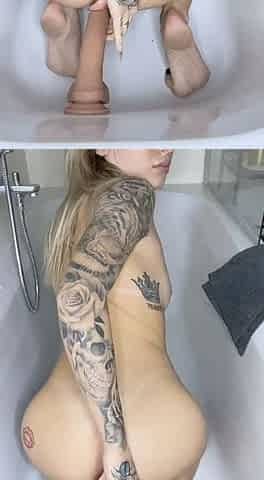 Blonde tight pussy babe solo toy fun in glamour masturbation