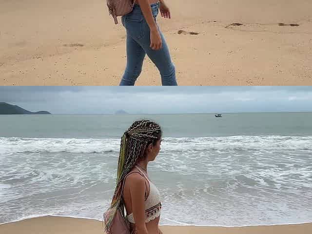 Public Wetting Jeans in Park Near the Beach