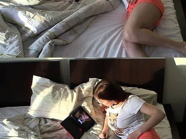 Rebecca fox watches porn in solo