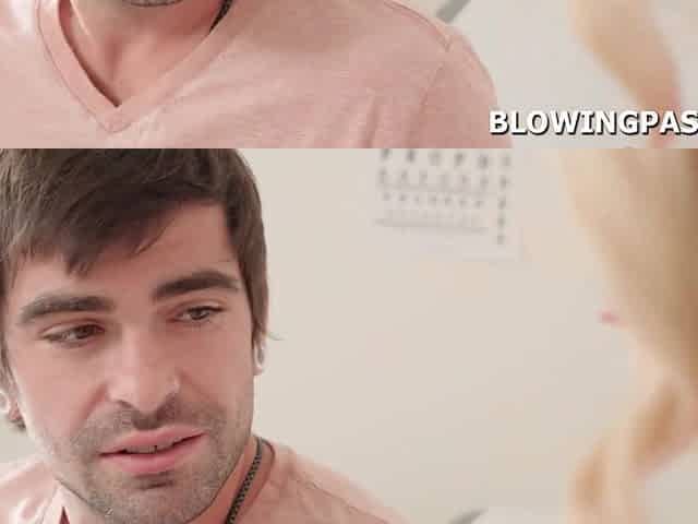 Big tits milf doctor sucking and deepthroating patients cock