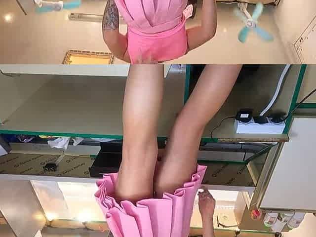 Super hot youthful slut showing her goodies at work - pov