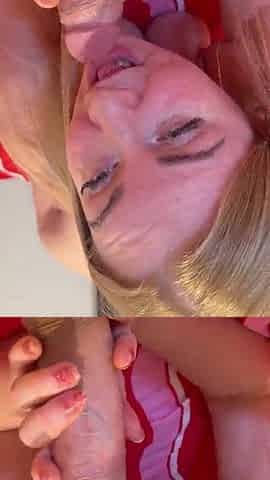 Neighbour glad oral job, screw and creampie