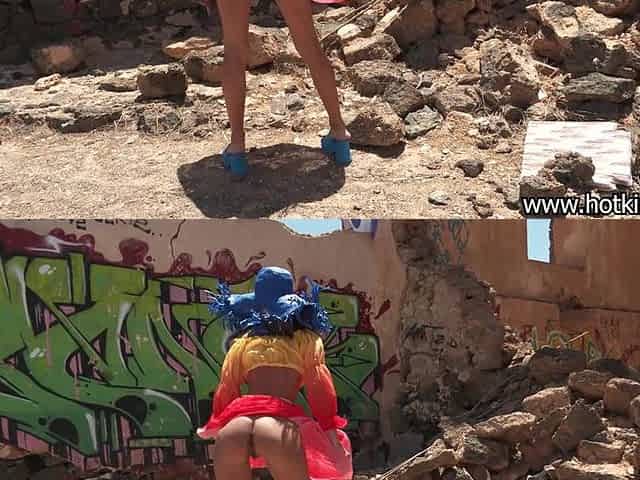 Colours Under the Sun. Hotkinkyjo Walk, Self Fisting Her Ass & Anal Prolapse Outdoor