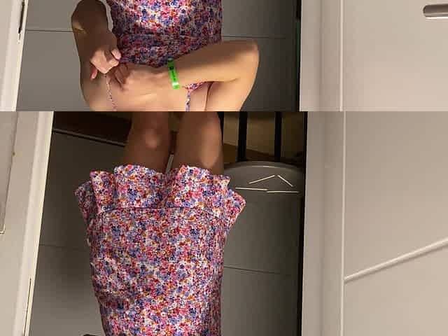 Updress Teasing with Sexy Natural Tits and Hairy Pussy