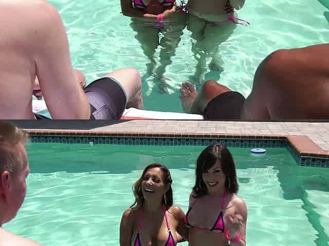 Jennifer White and Francesca Le seduced the pool boy for a wild foursome.