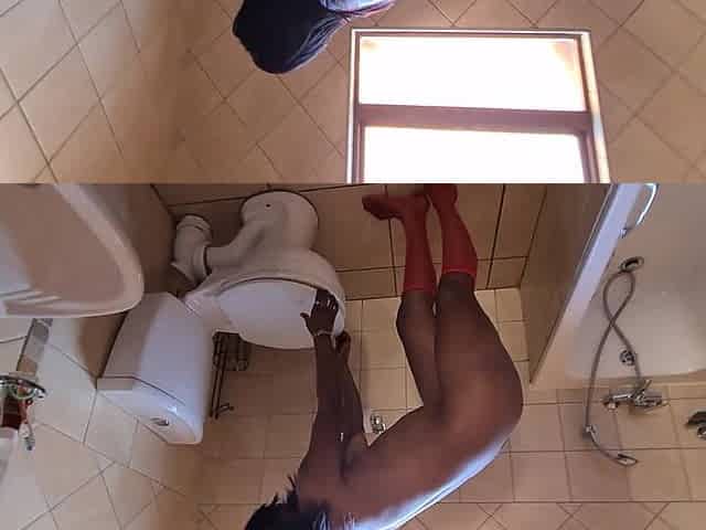 Desi Pisswhore Licking the Toilet and Playing with Herself After Taking a Piss