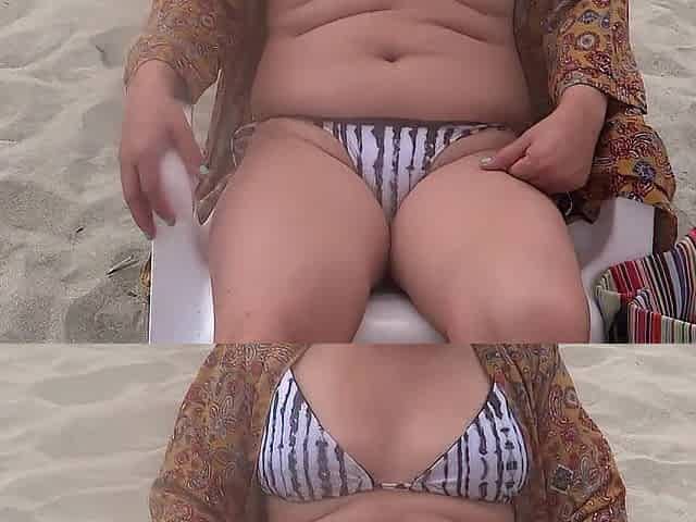1st time on the beach that I show off in front of my stepson, I couldn't resist the passion and