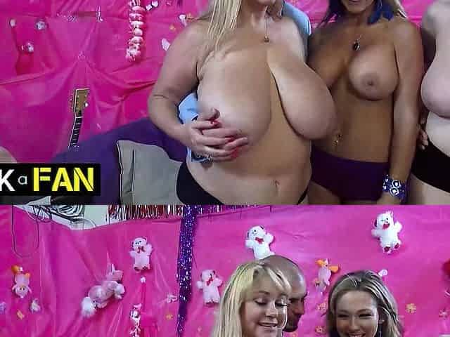 Fortunate Fan Wins Contest To Have a fun Blowjobs From Breasty Strumpets!