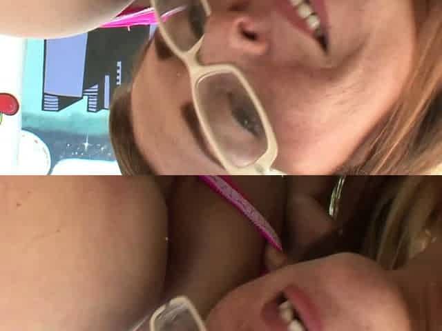 Busty Bikini Babes in Glasses Worship Cock Poolside Fetish