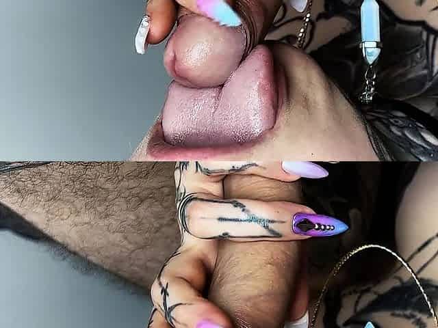 Wonderful cutie making SUPERLATIVELY GOOD CLOSE UP SPLIT TONGUE ORAL PLEASURE 4K ASMR with LARGE DISCHARGED