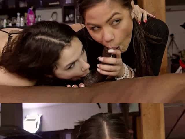 Gloryhole interracial blowjob cumshot