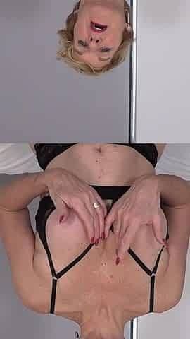 Hot MILF in Sexy Lingerie and Stocking Striptease and Playing with Herself