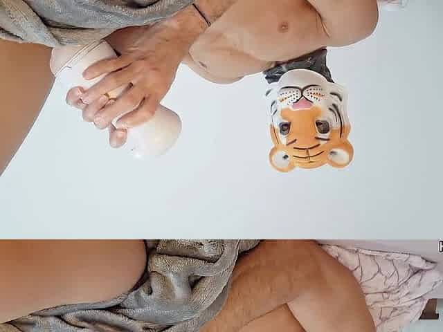 Sexy Chap screwing a fleshlight in couch - Hawt groan and cum inside