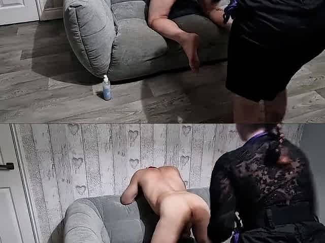 This babe Likes It When This guy Cums From Her Screwing His Butt with a Massive Sextoy