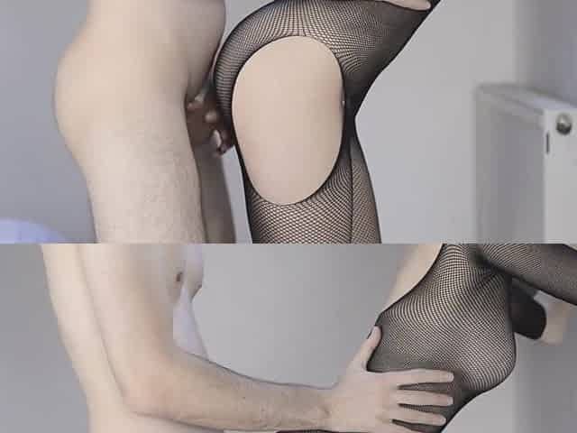 Ardent fishnet standing sex section
