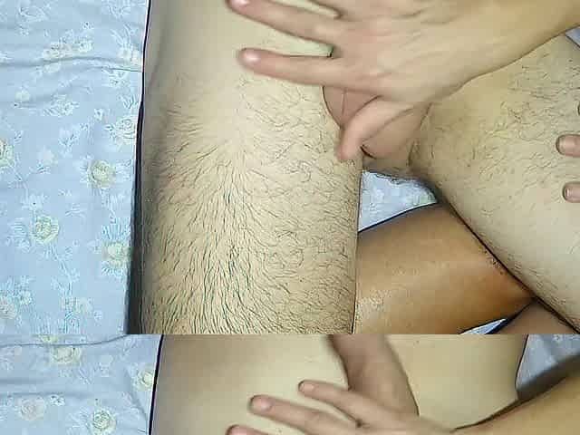 wife tugjob and play with his balls, untill that guy cum at her hands