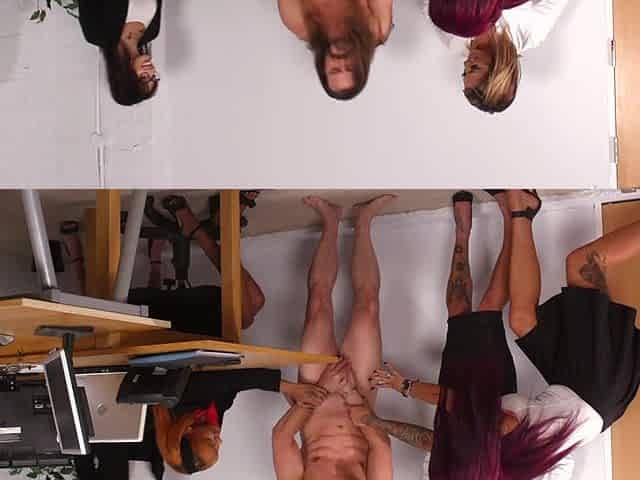 Office workers get fucked by horny secretary and boss in a steamy cfnm scene.