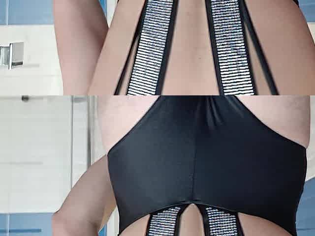 Hawt Ebony strap shiny swimsuit