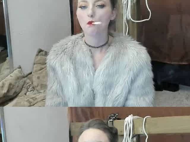 Smoking Sexy in Fur Coat
